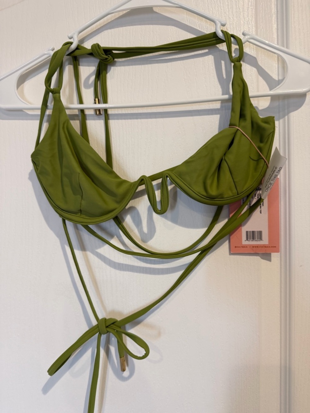 NWT cult gaia Olive Green Underwire Halter Bikini Top - Picture 8 of 8